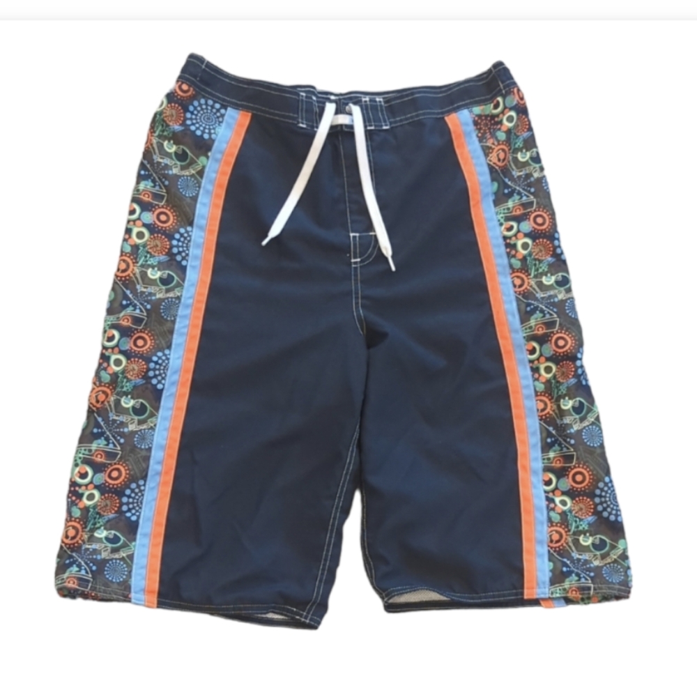 Old Navy Swim Trunks Navy Blue with Geometry Pattern Size XXL